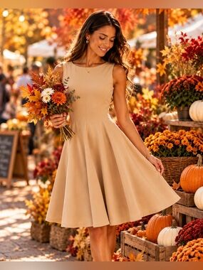 DOSE The Label Fit & Flare Dress – New With Tags- beige medium women’s